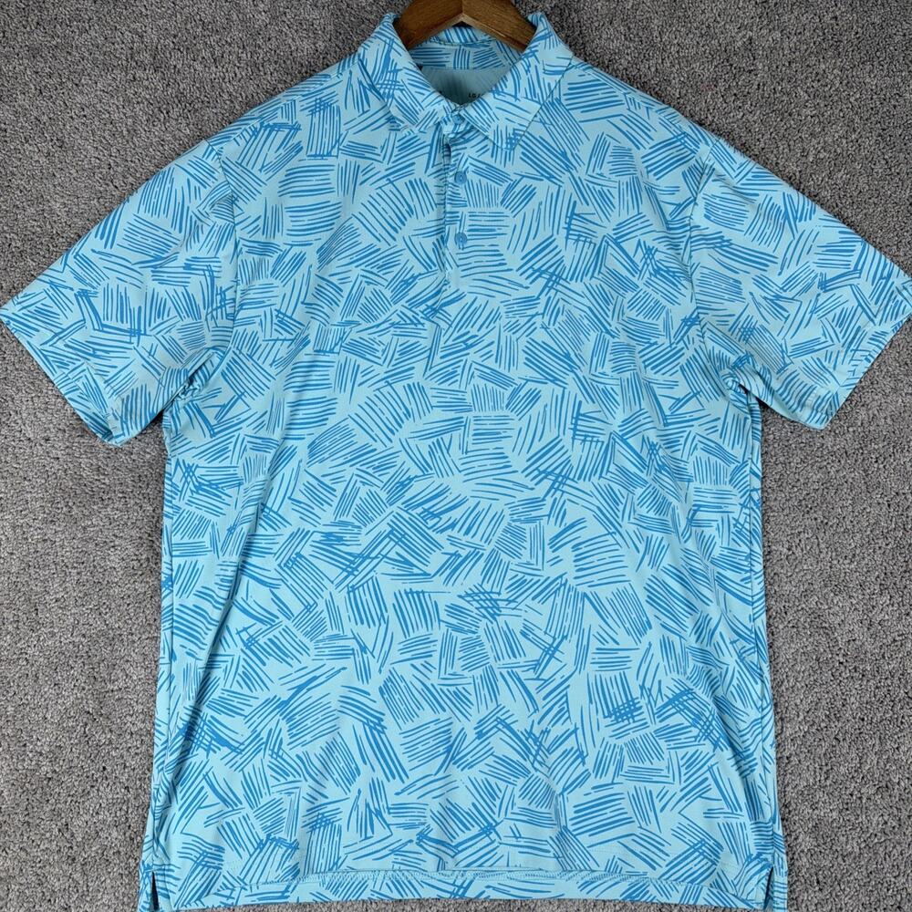 Under Armour Shirt Mens L Blue AOP The Playoff Polo Stretch Performance Golf